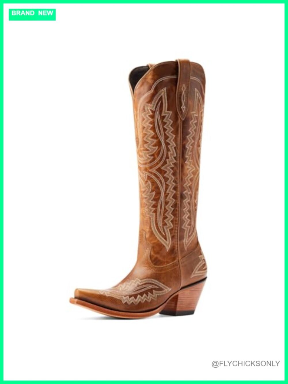 Women's Leather Western Cowboy Boots 16in Shaft X Toe Mid-Calf Zip Up